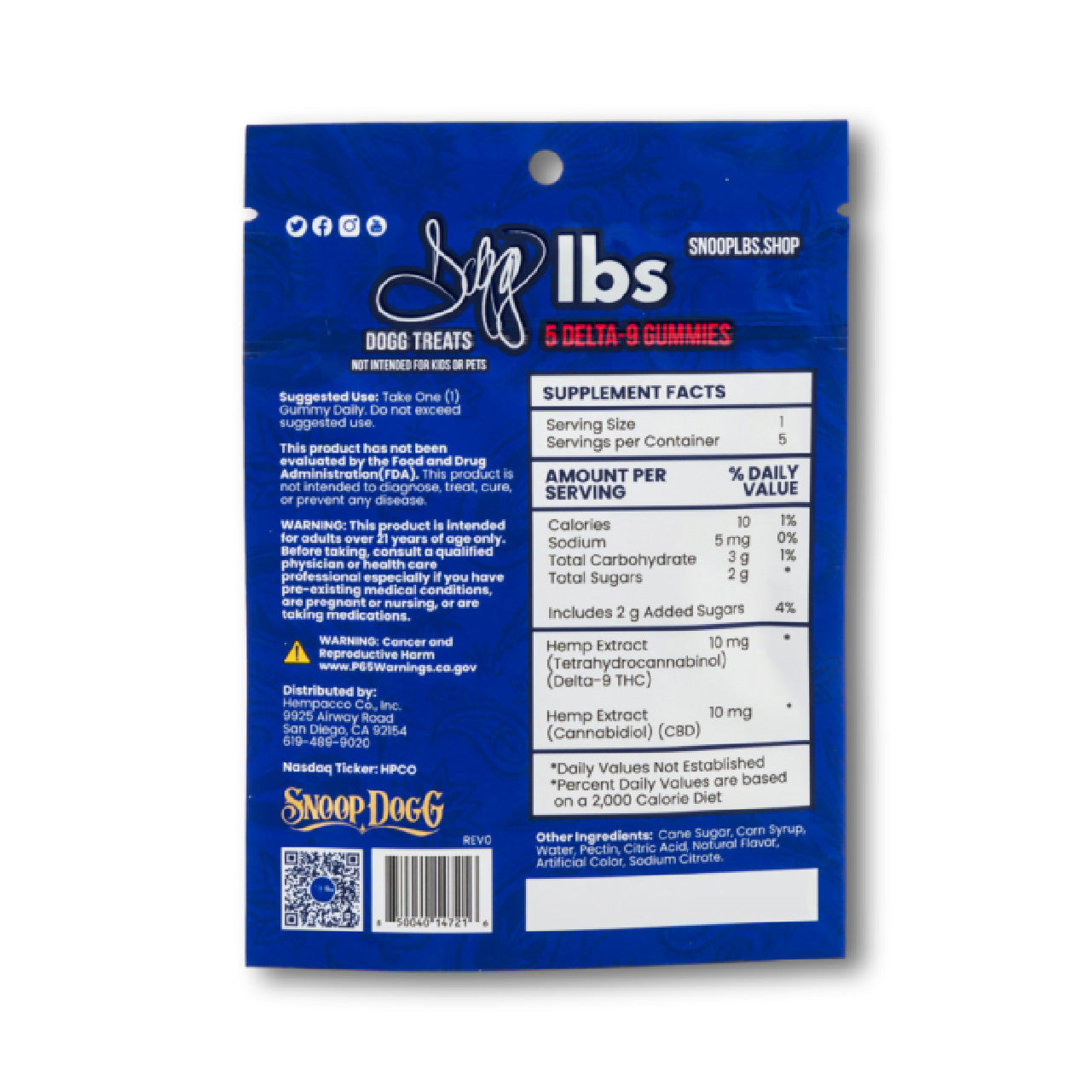 Dogg lbs - Delta 9 Gummies - 5ct Pouch - Display of 10 - SWED Dogg lbs - Delta 9 Gummies - 5ct Pouch - Display of 10 - SWED